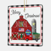 リトルレッドトラッククリスマスツリーファームと納屋 セラミックオーナメント (左)