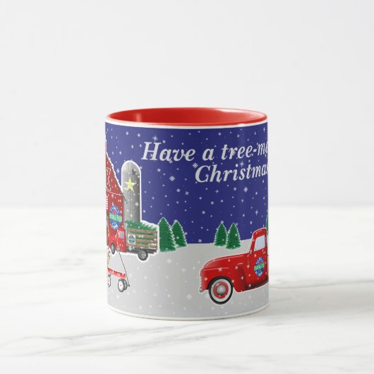リトルレッドトラッククリスマスツリーファームと納屋 マグカップ (中央)