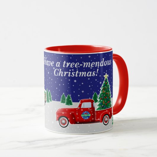 リトルレッドトラッククリスマスツリーファームと納屋 マグカップ (正面右)