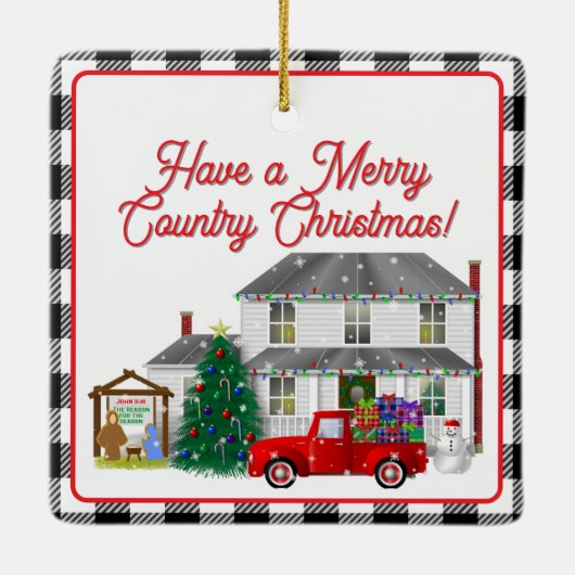 リトルレッドトラックファームハウス セラミックオーナメント (裏面)