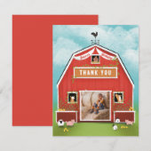リトルレッドバーンファームの誕生日パーティー サンキューカード (正面/裏面)