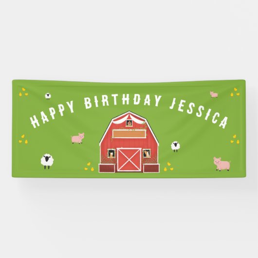 リトルレッドバーンファームハッピーバースデー 横断幕 (横)