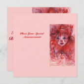 リトルレッドピエロピンクバースデーパーティーへの招待 招待状 (正面/裏面)