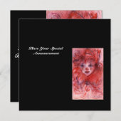 リトルレッドピエロ、ピンクブラック誕生日パーティー招待状 招待状 (正面/裏面)