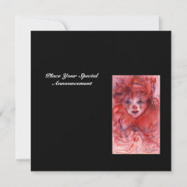 リトルレッドピエロ、ピンクブラック誕生日パーティー招待状 招待状