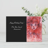 リトルレッドピエロ、ピンクブラック誕生日パーティー招待状 招待状 (スタンド正面)