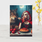 リトルレッドブロンドヘアダークファンタジー誕生日 カード (黄色い花)