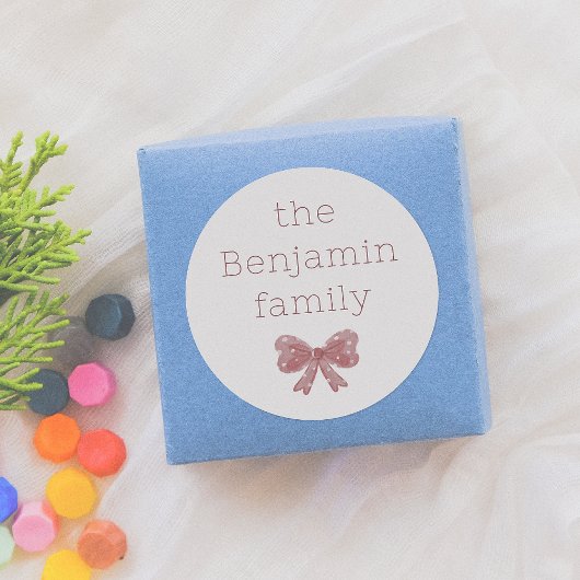 リトルレッドボウ | カスタムクリスマス ラウンドシール