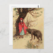 リトルレッドライディングフッドヴィンテージ童話 ポストカード (正面/裏面)