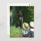 リトルレッドライディングフードのオオカミ葉書 ポストカード (正面/裏面)