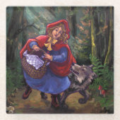 リトルレッドライディングフードアート ガラスコースター (正面)