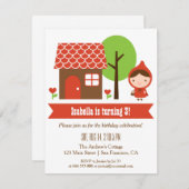 リトルレッドライディングフードバースデーパーティ招待状 招待状 (正面/裏面)