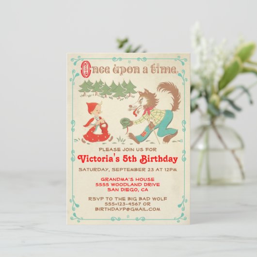 リトルレッドライディングフードパーティの招待状 招待状 (スタンド正面)