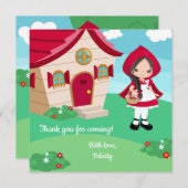 リトルレッドライディングフードフェアユタリーガールズ誕生日 サンキューカード (正面/裏面)