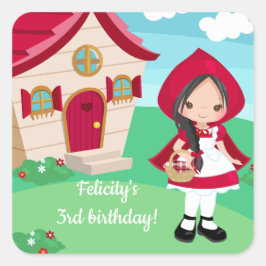 リトルレッドライディングフードフェアユタリーガールズ誕生日 スクエアシール