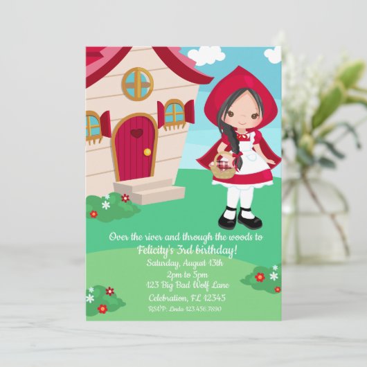 リトルレッドライディングフードフェアユタリーガールズ誕生日 招待状 (スタンド正面)