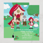 リトルレッドライディングフードフェアユタリーガールズ誕生日 招待状 (正面/裏面)