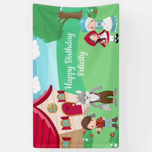 リトルレッドライディングフードフェアユタリーガールズ誕生日 横断幕 (縦)