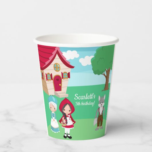 リトルレッドライディングフードフェアユタリーガールズ誕生日 紙コップ (裏面)