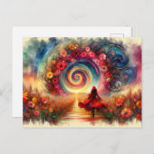 リトルレッドライディングフードフローラポータルの水色 ポストカード (正面/裏面)