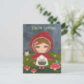 リトルレッドライディングフード – ベッドタイムストーリーパーティー 招待状 (スタンド正面)