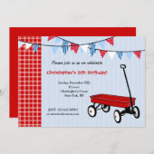 リトルレッドワゴンバースデーパーティ招待状 招待状 (正面/裏面)