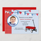 リトルレッドワゴンフォトバースデーパーティ招待状 招待状 (正面/裏面)