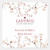 リトルレディバグベビーイン開花ベビーシャワー スクエアシール (正面)