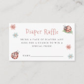 リトルレディバグ女の子の赤ちゃんシャワーおむつラッフル エンクロージャーカード (正面)