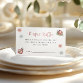 リトルレディバグ女の子の赤ちゃんシャワーおむつラッフル エンクロージャーカード