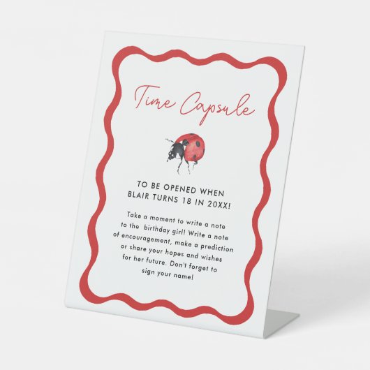 リトルレディバグ誕生日パーティータイムカプセルサイン 台座サイン (正面)