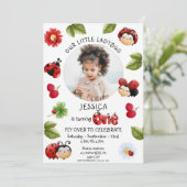 リトルレディバグ 1歳の誕生日パーティーの写真 招待状 (スタンド正面)