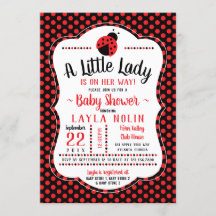 リトルレディベビーシャワー招待状、レディバグ