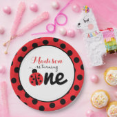 リトルレディラディバグファースト誕生日水玉模様 ペーパープレート (パーティー)