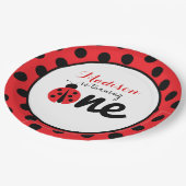 リトルレディラディバグファースト誕生日水玉模様 ペーパープレート (アングル)