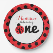リトルレディラディバグファースト誕生日水玉模様 ペーパープレート (正面)