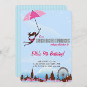 リトルレディーアンブレラバースデーパーティ招待状 招待状 (正面/裏面)