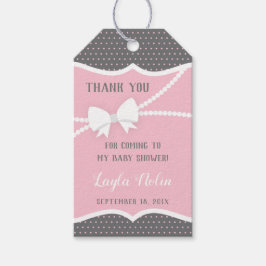 リトルレディーサンキューラベル、お気に入り、ピンク、グレー ギフトタグ