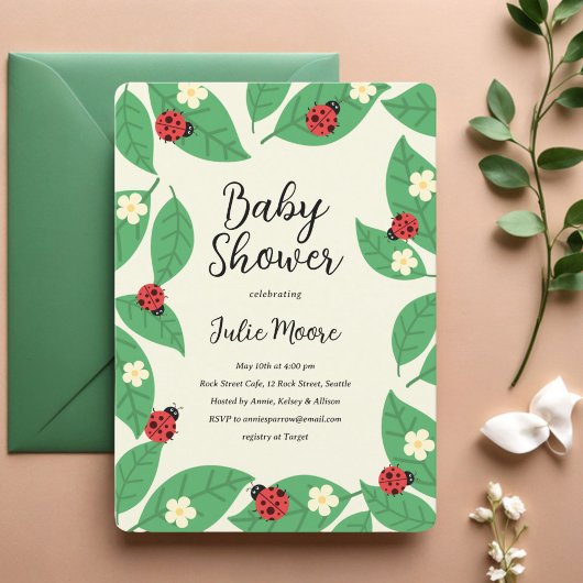 リトルレディーバグ赤ちゃんシャワー招待状 招待状