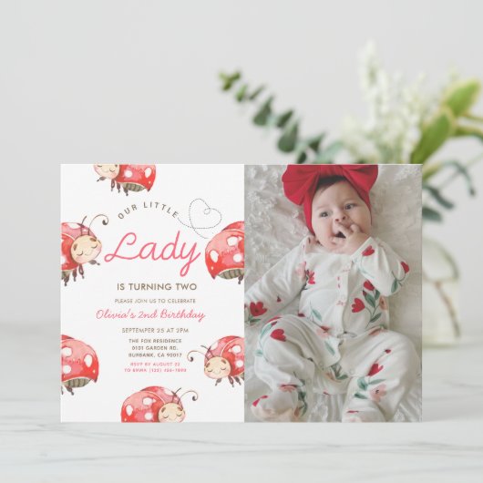 リトルレディーバースデーパーティフォト招待状 招待状 (スタンド正面)