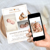 リトルレディーベビーガールフォトコラージュ誕生 案内状