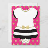 リトルレディーベビーシャワー招待状フェイク、グリッター/フォイル 招待状 (裏面)