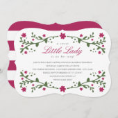リトルレディーベビーシャワー招待状/プラム 招待状 (正面/裏面)