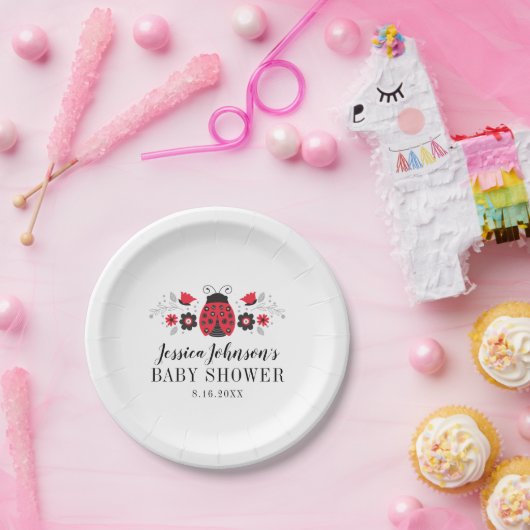 リトルレディーレディバグベビーシャワー紙プレート ペーパープレート (パーティー)
