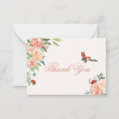 リトルレディーレディーバグバラベビーシャワーありがとう ノートカード (正面)