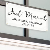 リトルレトロたった今結婚しましたカーバナー 横断幕 (ビルの外側)