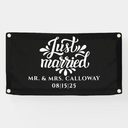 リトルレトロたった今結婚しましたカーバナー 横断幕 (横)