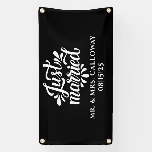 リトルレトロたった今結婚しましたカーバナー 横断幕 (縦)