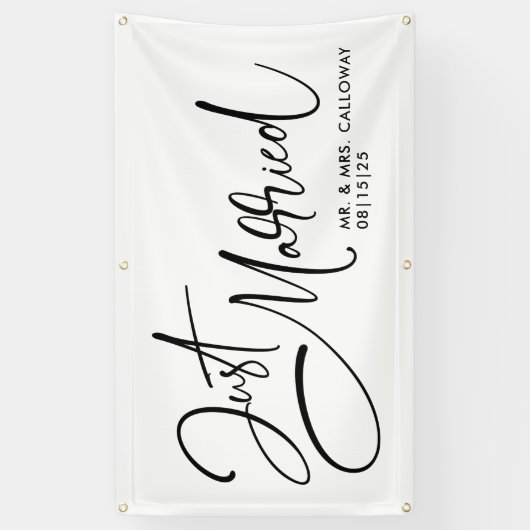 リトルレトロたった今結婚しましたカーバナー 横断幕 (縦)