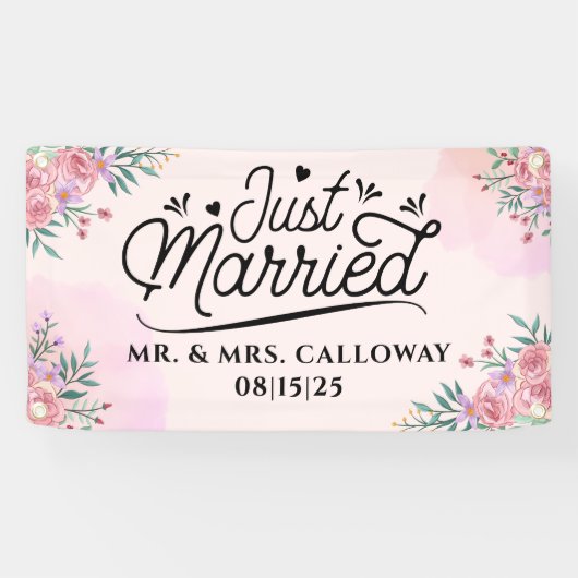 リトルレトロたった今結婚しましたカーバナー 横断幕 (横)